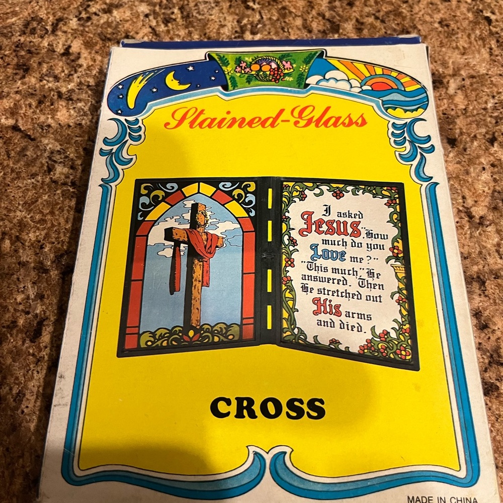Stained M-Glass Cross “I asked Jesus….” - Picture 5 of 10